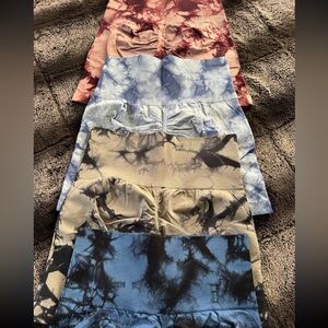 #18 Bundle of 3 High Waist Seamless Tie Dye Women compression shorts